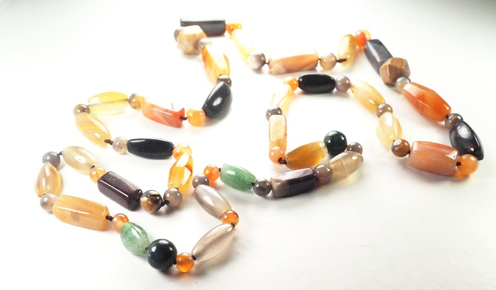 Beautiful vintage natural gemstones long necklace