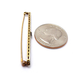 Art Deco Krementz 14K Gold Platinum Top Natural Diamond Tie Bar Brooch Pin 3gr