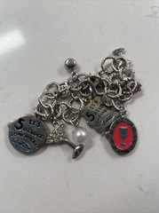 LOLITA 8” Silver Tone Metal Charm Bracelet W/ Its’ 5 O ‘Clock Somewhere !
