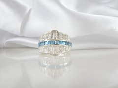 Vintage Sterling Silver 925 Channel Set Natural Heated Blue Topaz Ring Size 6