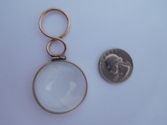 Extra Rare English Georgian 15K Gold QuiZZing Magnifying Crystal Loop Pendant !