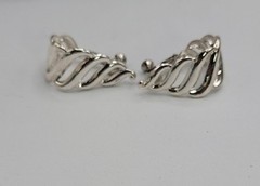 Vintage Napier Silver Tone Screw Back Clip On Earrings Twisted Silver Tone Huggi