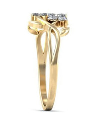 Round Cut 0.24TCW White Moissanite Dainty Floral Vine Ring In 10K Yellow Gold FN