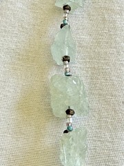 Vintage Natural Prehnite Gemstone Necklace Signed Chipita 18 Inch Plus Drop