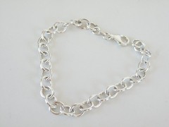 Italian Sterling Silver 925 Rolo Link Charm Chain Bracelet 7.5″