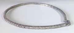 Vtg (Antique?) Silver-tone Clear Rhinestone Rigid Tennis-style Necklace 16″