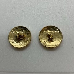 Vintage Hammered Goldtone Round Classy Career Pierced Earrings