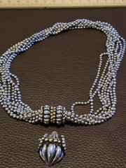 Necklace Choker 8 Strand Bead Link Ball Chain with mid pendant