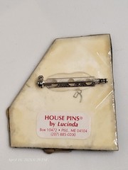 Tricycle in yard – black & tan – House Pins by Lucinda