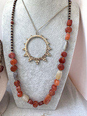 Boho Browns Golds earthy Polished Stone Crystal retro 1970s 1990s Jewelry Lot