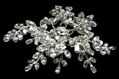 Vintage Rhinestone Floral Brooch Massive Pin Austria ? Costume Jewelry