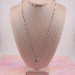 VTG 1990’s Silver Tone Stainless Steel Snuff Screw Top Pink Crystal 21″ Necklace