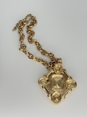 Vintage RJ Graziano Chunky Gold Tone Byzantine Necklace/Dangle Clip Earrings Set