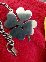 Vintage “Good Luck” 8 Plus Language Charm Bracelet Silver Tone Four Leaf Clover