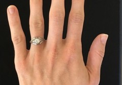 Unique .42 Carat Antique Diamond Filigree Ring 18K New Old Stock Jewelers Vault