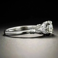 Vintage Art Nouveau Style LabCreated Diamond Art Deco Engagement 14K GoldFN Ring