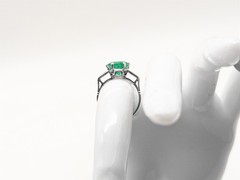 Vintage 1940s $10,000 3.50ct Round Colombian Emerald Diamond Platinum Ring