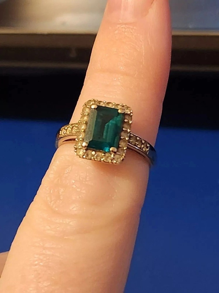 4.24Ct Art Deco Style Lab Created Emerald Anniversary Wedding 14K Gold FN Ring