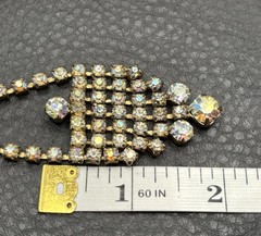 Vintage AB Rhinestone Aurora Borealis Waterfall Fringe Lavalier Necklace Choker