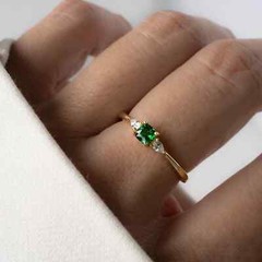 2Ct Green Emerald Cut Lab Created Engagement Diamond 14K Yellow Gold Finish Ring