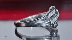 10k white gold swirl ring 0.45ct natural diamond size 6 handmade 2.2gr N2706F