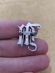 Vintage Sterling Silver 925 Tested Estate Acquired Marcasite Letter Brooch Pin
