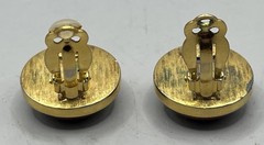 Vintage Givenchy France Brutalist Faux Cinnabar Button Clip-On Earrings 1977