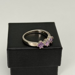 Vintage 925 Sterling Silver Natural Amethyst February Birthstone Ring Size 9.5