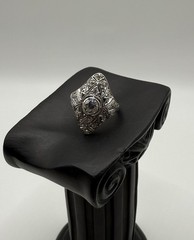 Antique Art Deco Edwardian Platinum & Diamond Ring – Filigree Old European Cut