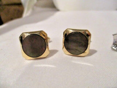 SWANK Set of 2 Cufflinks a Silvertone w/Goldtone design & Goldtone w/Faux Stone
