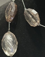 Vintage NY Signed Glass Beaded 38” Necklace – Silver Tone – Cable Chain