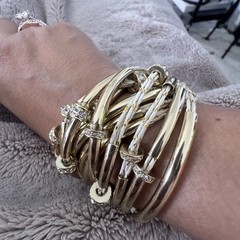 Vintage 1980s Wrap Around Gold Tone Beaded Bracelet