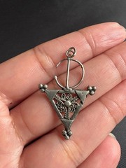 Vintage Silver Amazigh Fibula Pendant Handmade Moroccan Tribal Pendant