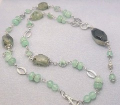 Aventurine, Nephritis And Agate Gemstone Statement Necklace Lariat 26in