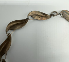 VTG Finn Jensen Norway Sterling Silver White Enamel 17″ Necklace 33.7g#yde