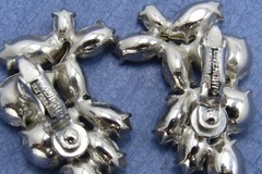 Signed Givenchy EARRINGS New York Paris Clear Crystal Rhinestone Hinged Clip On