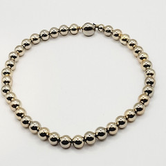 Choker Style Light Gold Tone Shiny Round Bead Vintage 1970s Necklace 15 Inch