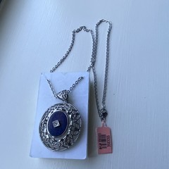 Silver Tone Oval Cameo Portrait Pendant Necklace, 19 inches long