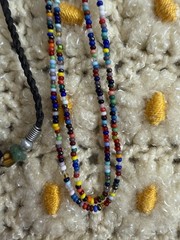 Lot Of 2 Vintage 90s GD Deadhead Hippie Seed Bead Polymer Clay Necklace