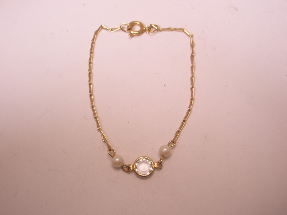 6-3/4″ Small or Child Vintage Beads & Rhinestone Bracelet h88