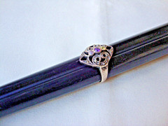 VTG 1970s AMETHYST CITRINE PINK TOPAZ W/ MARCASITE STERLING SILVER 925 RING SZ 7