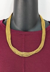 VINTAGE Classic Yellow Gold Tone Multi 6 Strand Chain 20″ Necklace