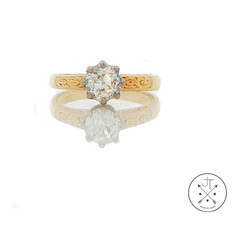 Antique 18k Yellow Gold Solitaire Ring with .80 ct Old Mine Cut Natural Diamond