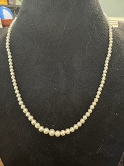 Vintage Faux Pearl Necklace Graduated Ivory Beads Fish Hook Clasp Classic