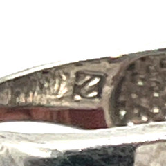 VTG Ring Sz 7 Blue Topaz Garnet Diamond Chips Channel Signed Sterling 925 Tested