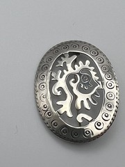 Oval Taxco Open Work Sterling Brooch