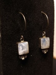 Antique Sterling Gemstone Square Earrings .5 Inches