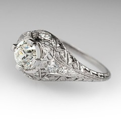 Art Deco Vintage Style Lab Created Diamond Weeding Ring In 14k White Gold Finish
