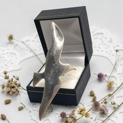 Vintage International Sterling Silver 925 Seagull Bird Brooch Pin Pendant, 3.25″
