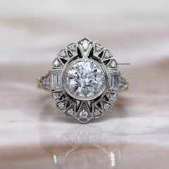 European Vintage 3.00Ct Round Cut Diamond CZ Wedding Ring 14K Yellow Gold Finish